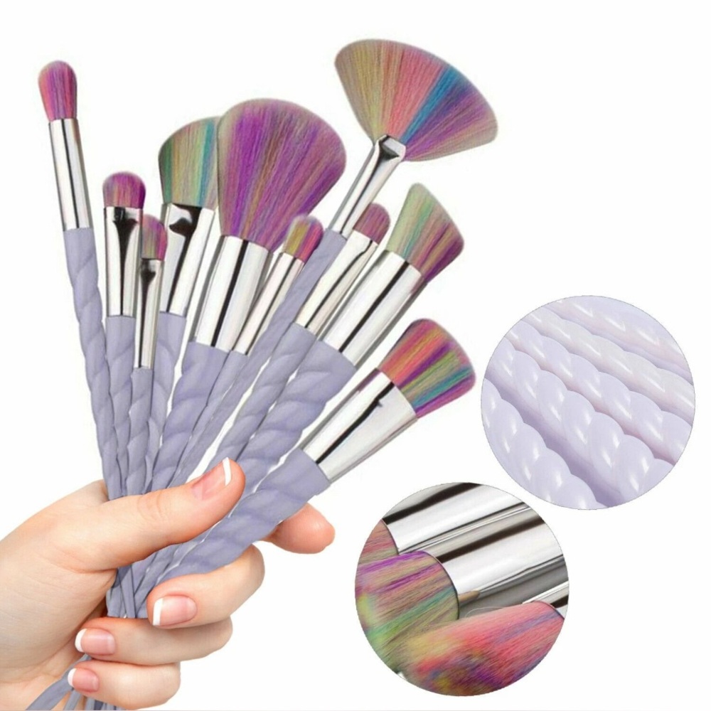 Unicorn Makeup Brush Set, 10 Brushes
